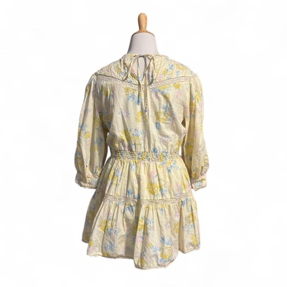 LoveShackFancy x Target Cottagecore Floral Mini Dress Yellow Lace Boho Large - Picture 2 of 7